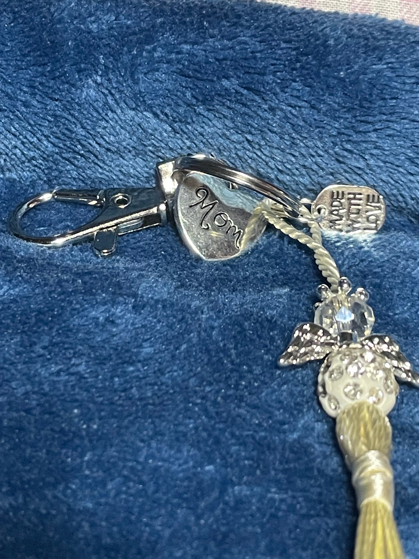 Angel Tassel Keyring Mom Stainless Steel Heart “Your wings were ready but my heart was not”