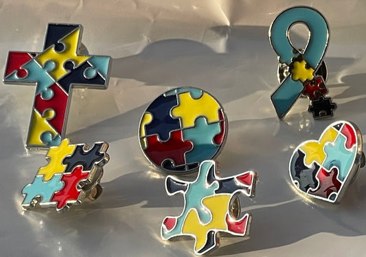 Autism Awareness Alloy Metal Tie/Lapel Pin Brooch