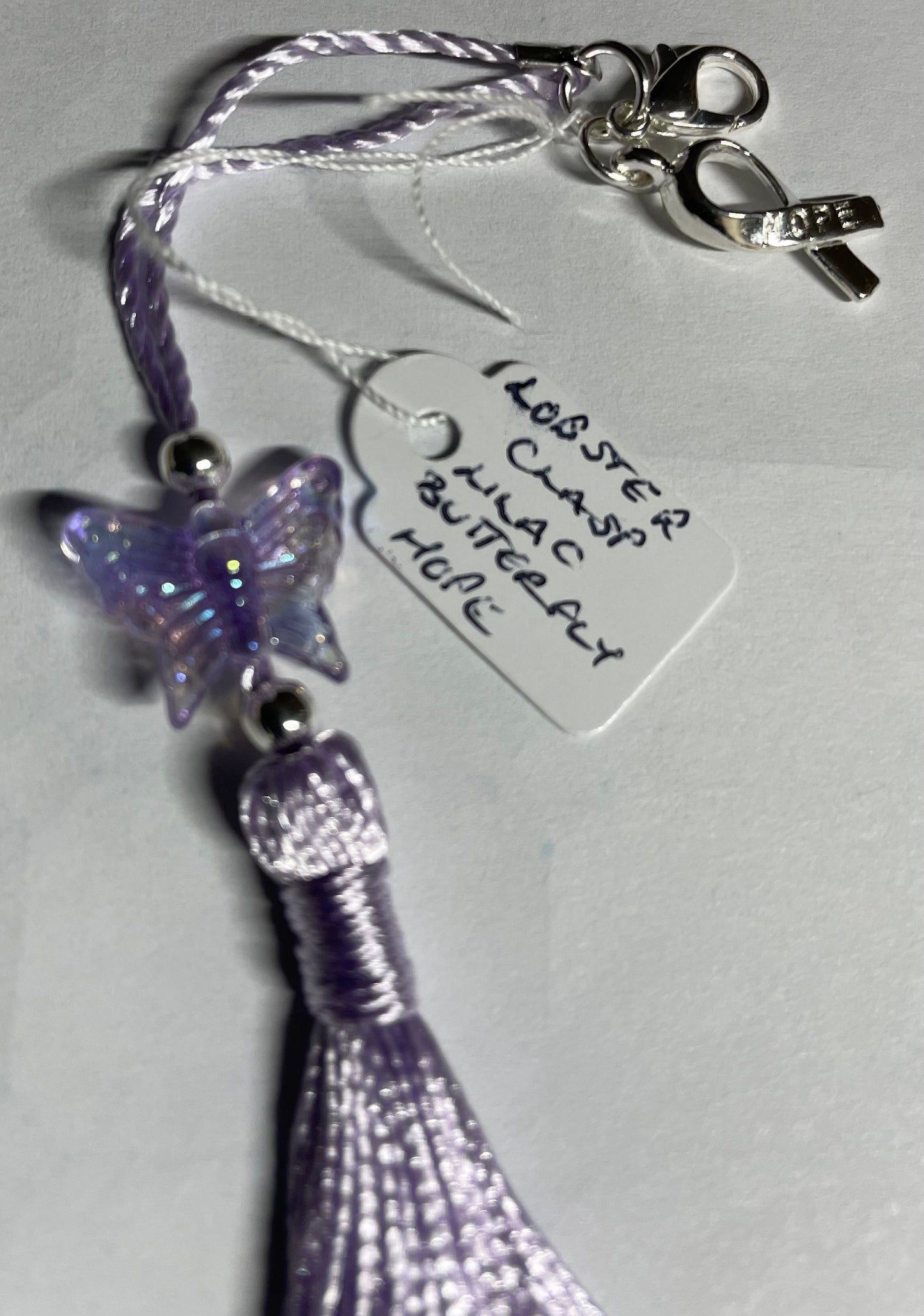 Purple (non-specific) Medical Condition Awareness Charms Tassels with Angels and/or Butterflies with Lobster Clasps