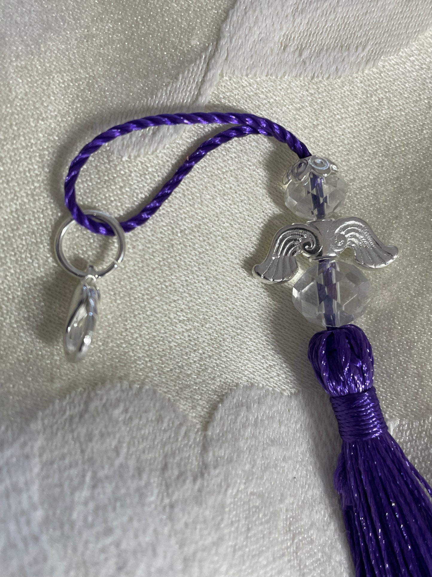 Purple (non-specific) Medical Condition Awareness Charms Tassels with Angels and/or Butterflies with Lobster Clasps