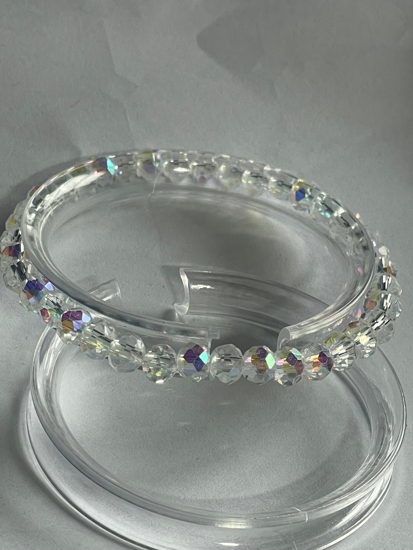 6mm Briolette Crystal Glass Bead Bracelet AB