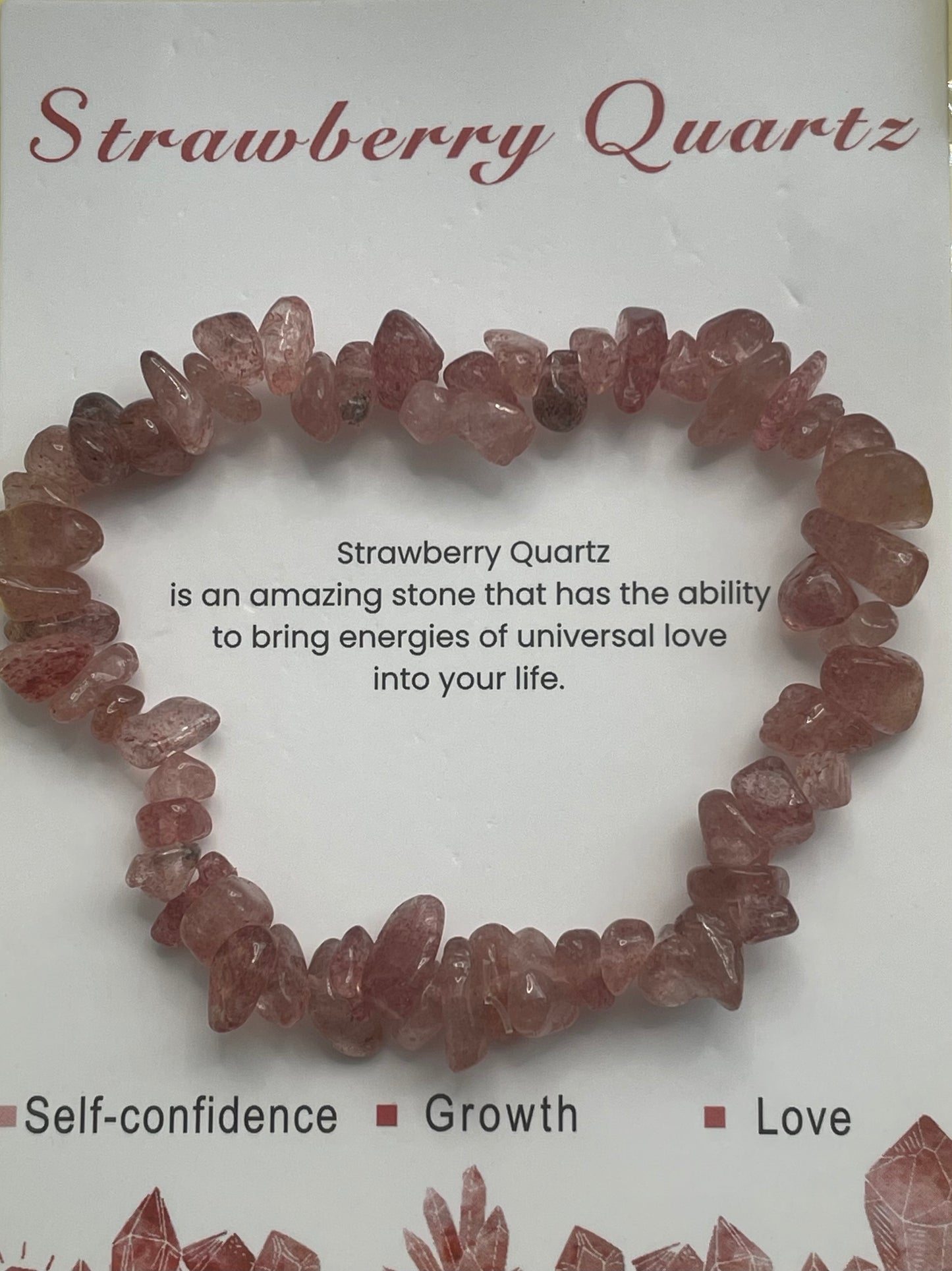 Natural Quartz Crystal Stone 19cm (approx) Gravel Bracelet with Information Card