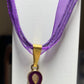 Purple Awareness Ribbons/Butterflies on an Organza & Cord Necklace