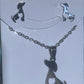 Stainless Steel Sitting Dog (Spaniel?) with a Cut Out Heart Necklace & Earring Set