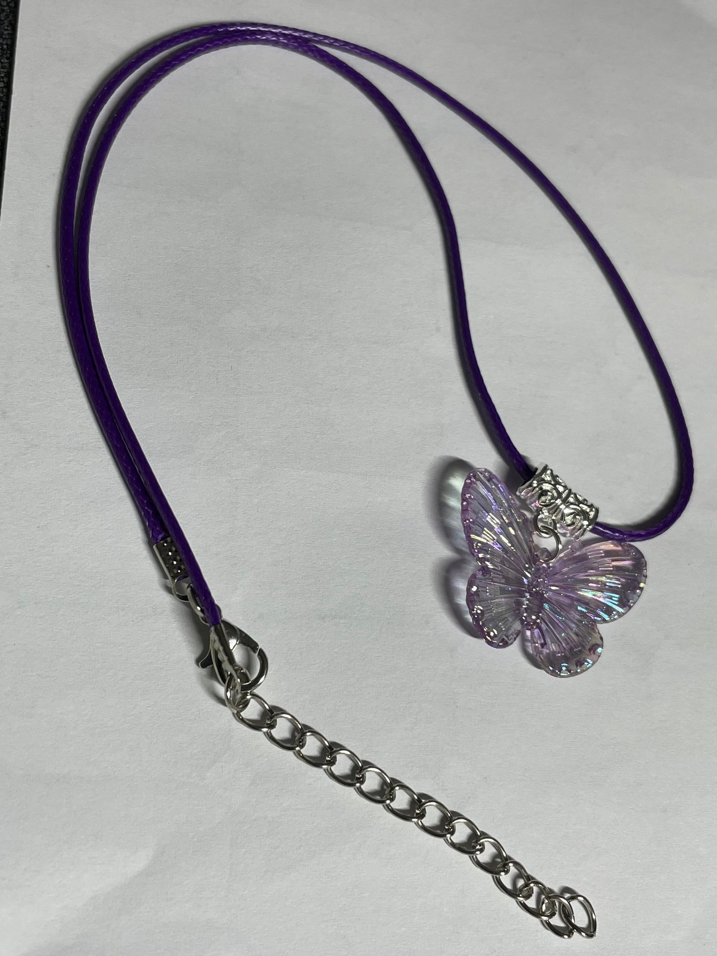 Purple Ribbon Awareness  Ribbons & Butterflies on Waxed Cord Necklaces