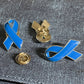 Blue Metal & Enamel Awareness Ribbon Tie/Lapel Pin