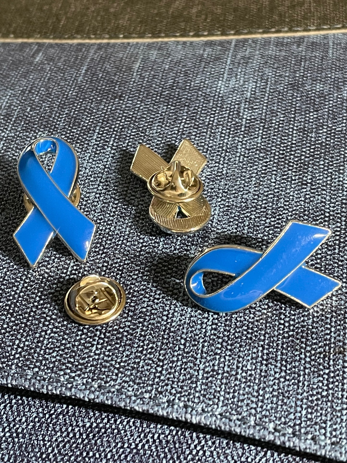 Blue Metal & Enamel Awareness Ribbon Tie/Lapel Pin