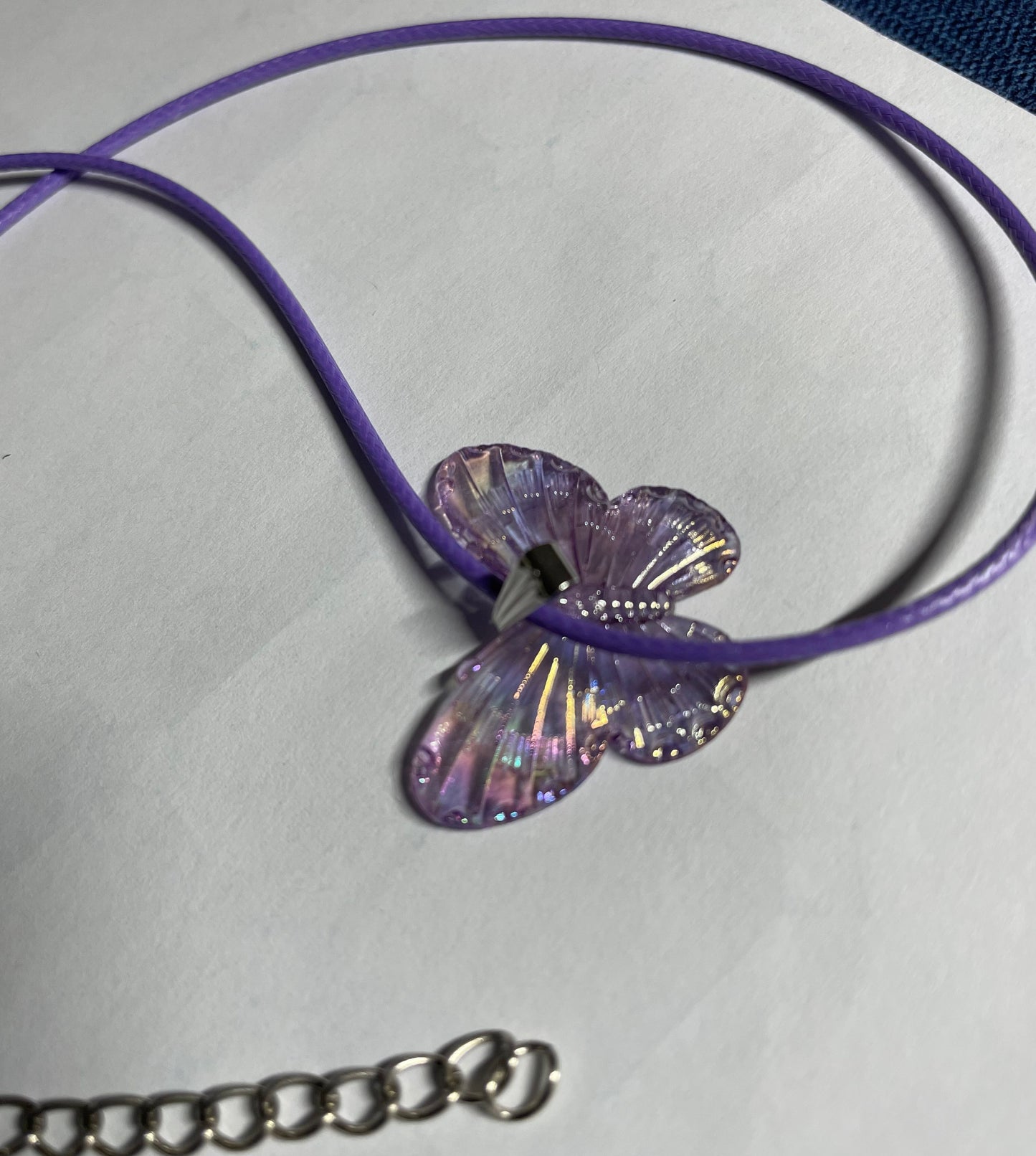 Purple Ribbon Awareness  Ribbons & Butterflies on Waxed Cord Necklaces