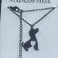 Stainless Steel Sitting Dog (Spaniel?) Pendant Necklace with Extender Gift Boxed