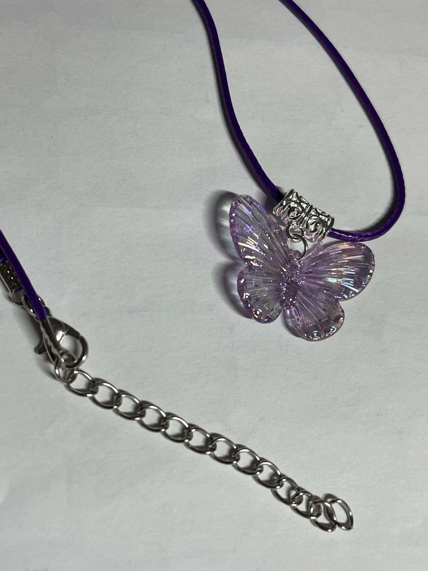 Purple Ribbon Awareness  Ribbons & Butterflies on Waxed Cord Necklaces