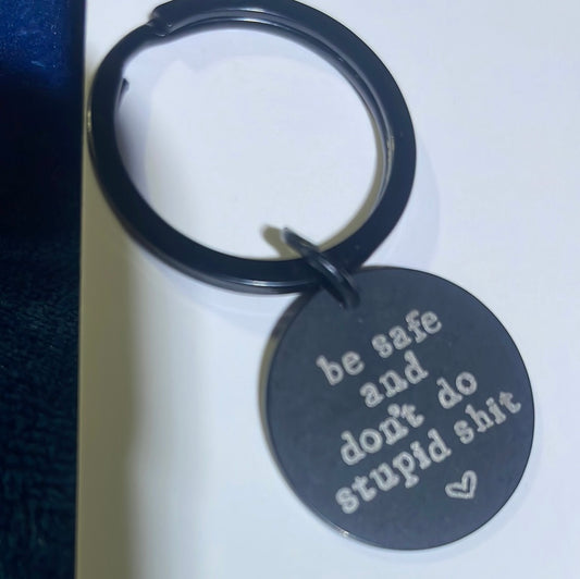 Black Be Safe Key Ring