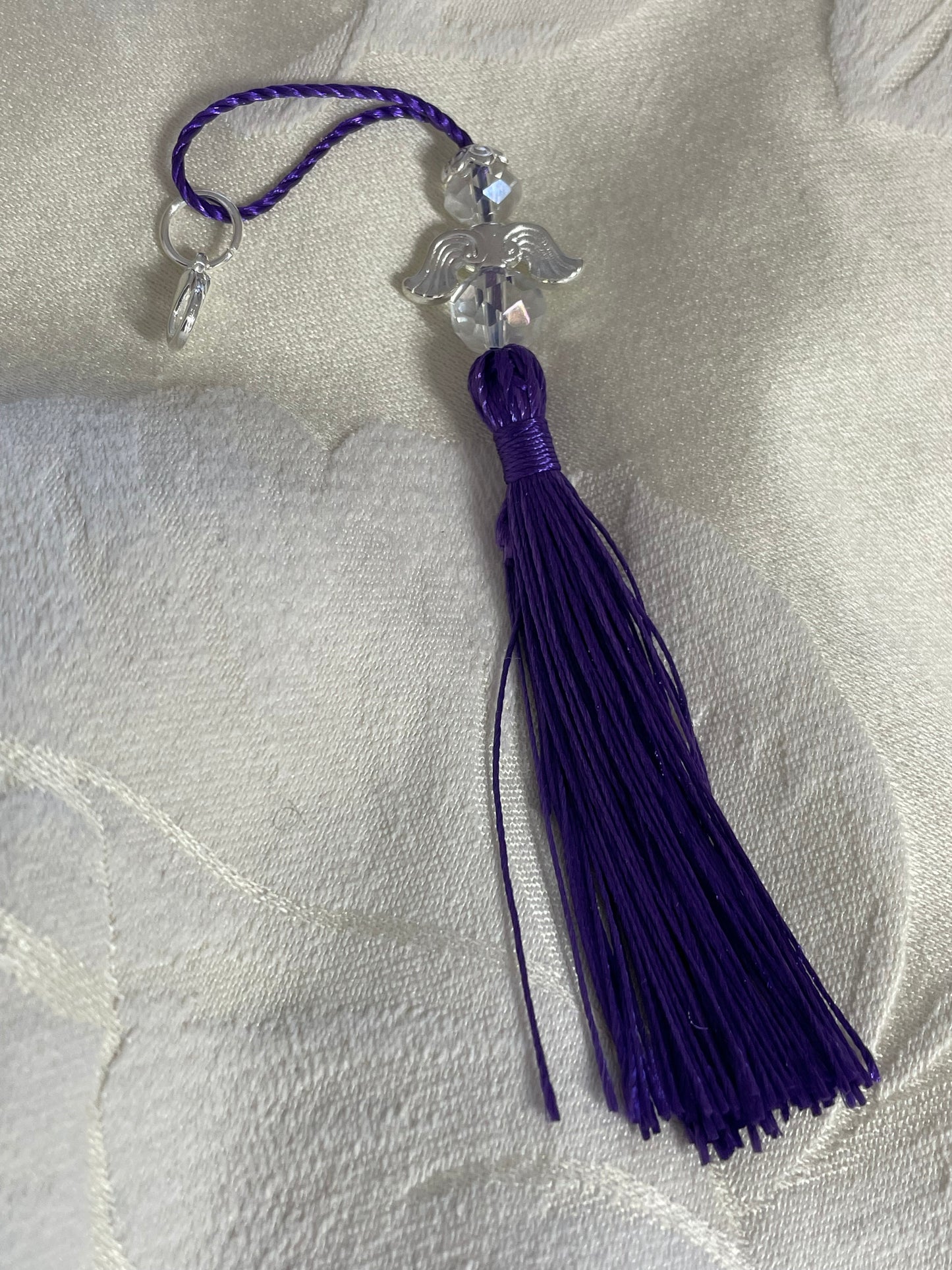 Purple (non-specific) Medical Condition Awareness Charms Tassels with Angels and/or Butterflies with Lobster Clasps