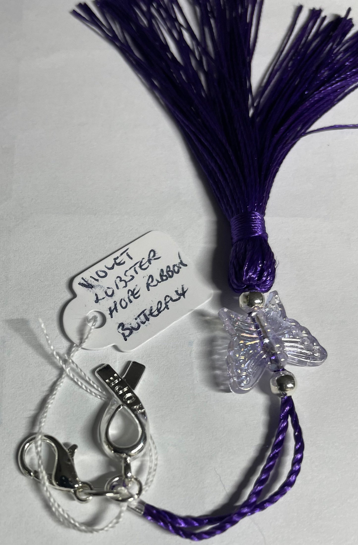 Purple (non-specific) Medical Condition Awareness Charms Tassels with Angels and/or Butterflies with Lobster Clasps