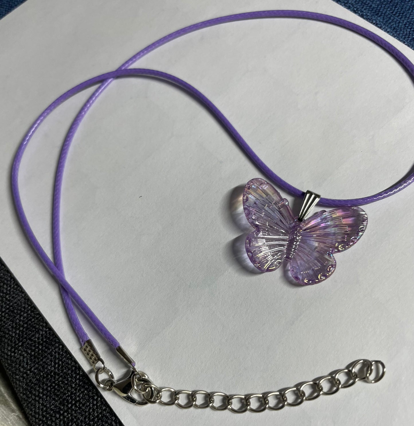 Purple Ribbon Awareness  Ribbons & Butterflies on Waxed Cord Necklaces