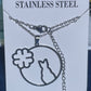 Gift Boxed Stainless Steel Cat Outline Pendant & Necklace