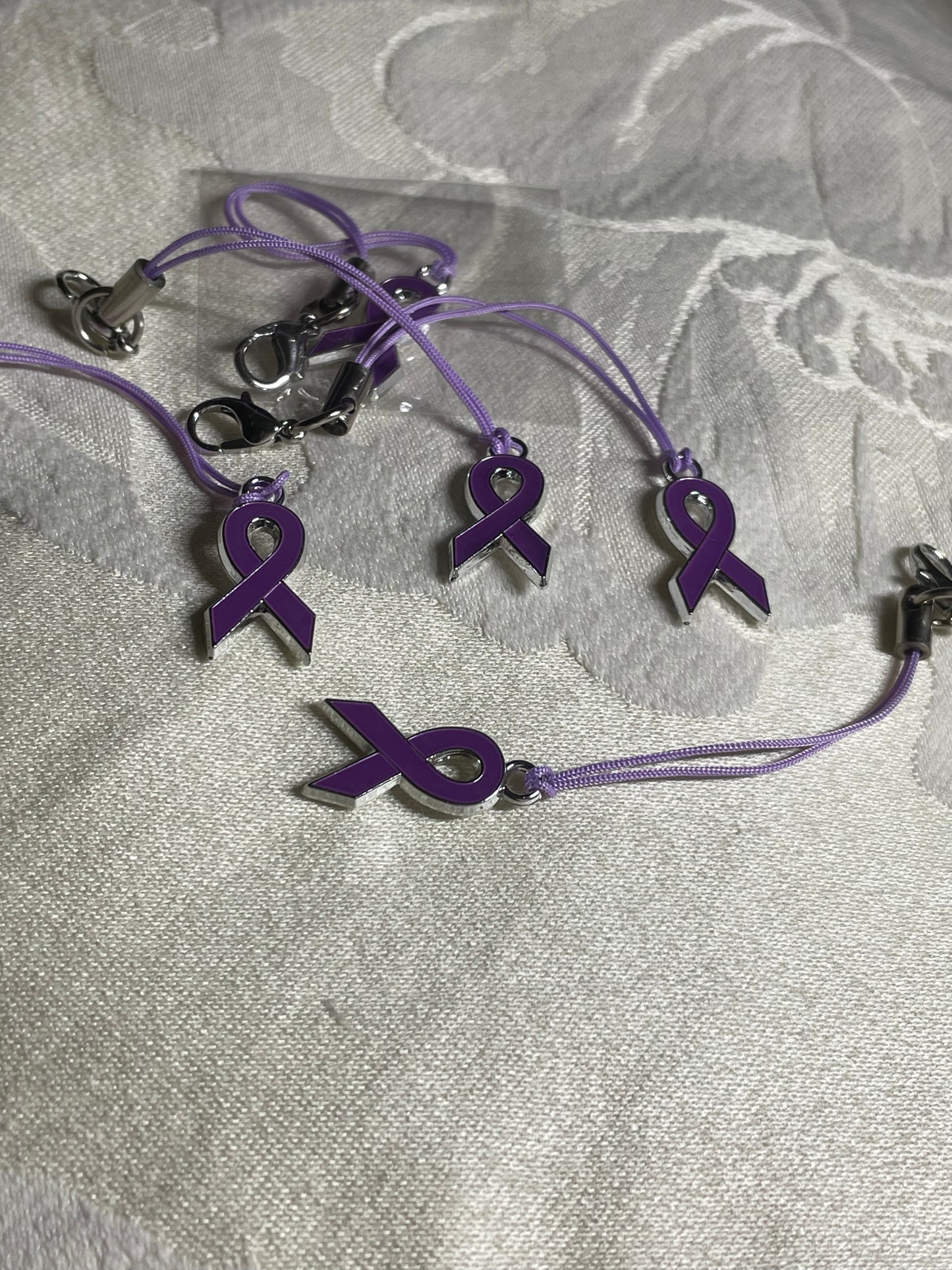 Non-Specific Purple Awareness Ribbon Lanyards with Split Ring or Clasp