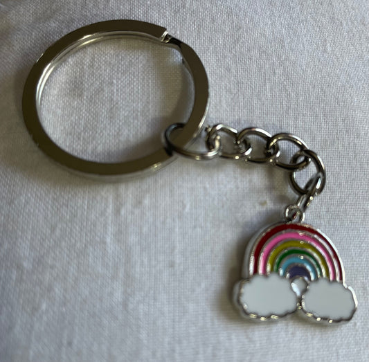 Steel Rainbow and Cloud Key Ring