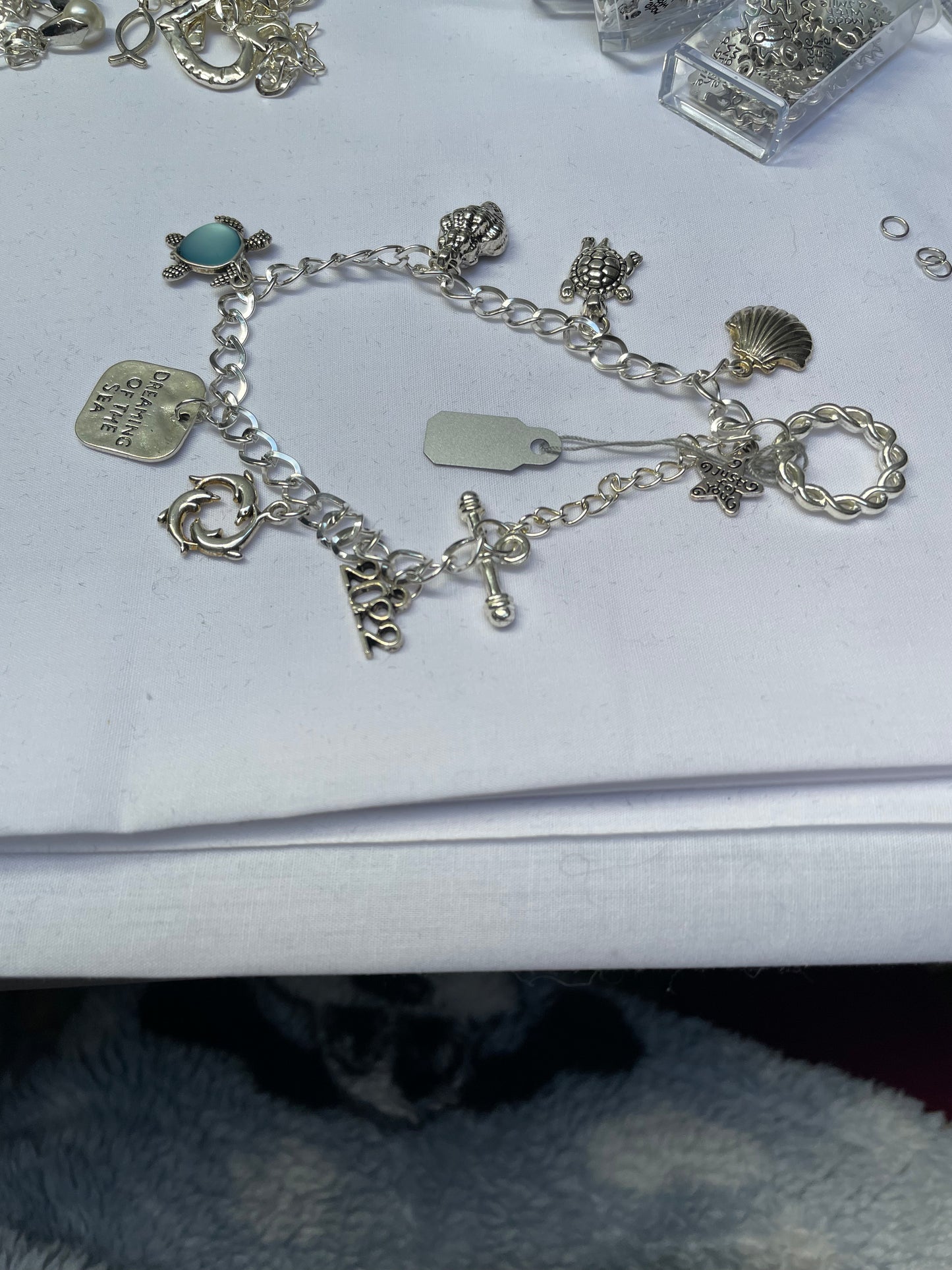 Blank Silver Plated Toggle Charm Bracelet