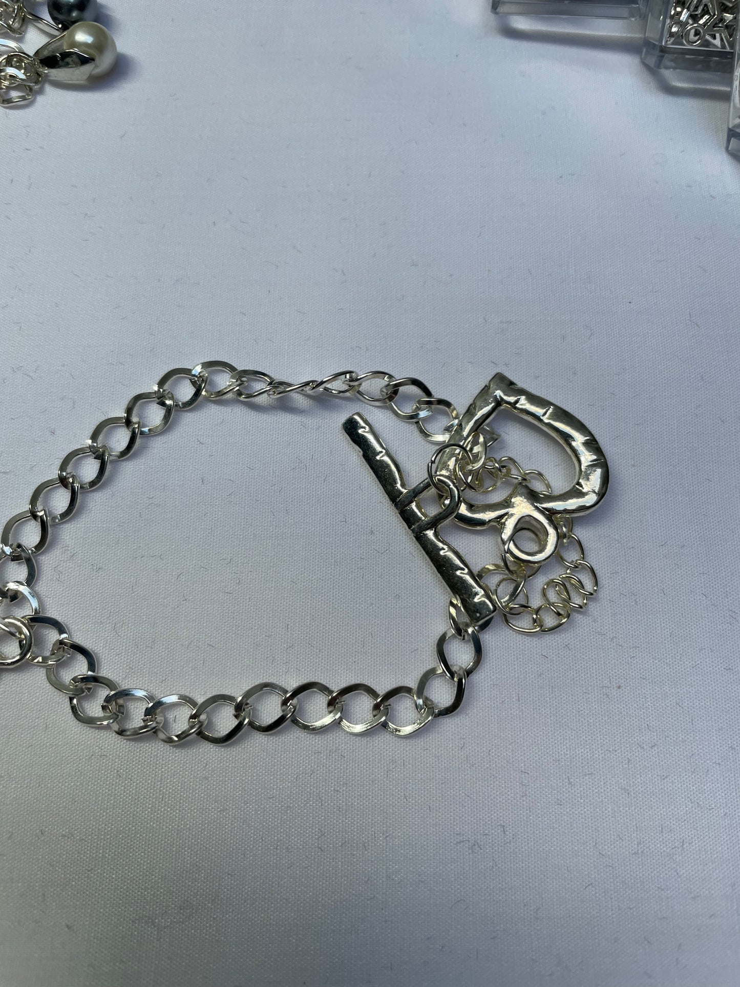 Blank Silver Plated Toggle Charm Bracelet