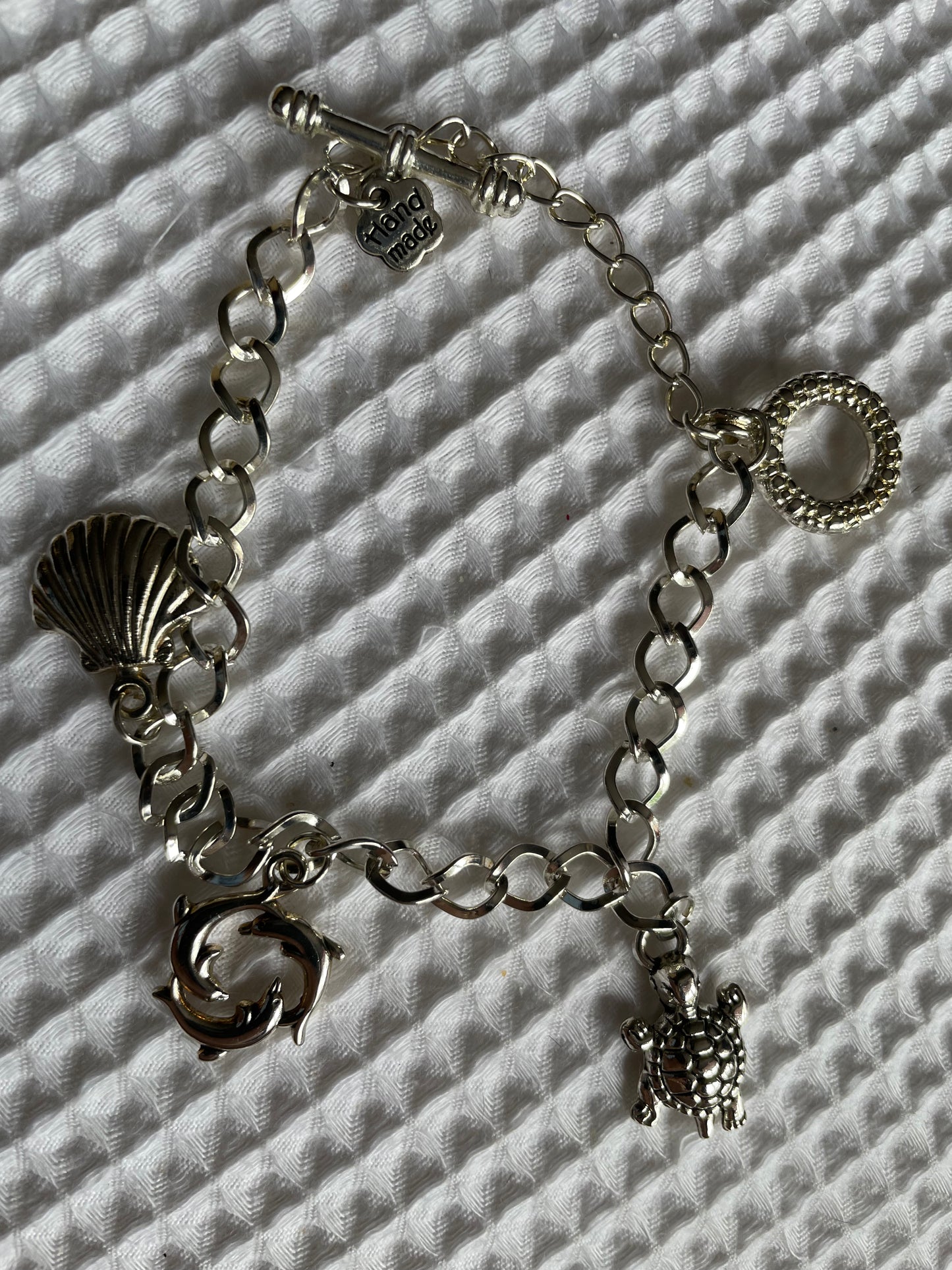 Blank Silver Plated Toggle Charm Bracelet