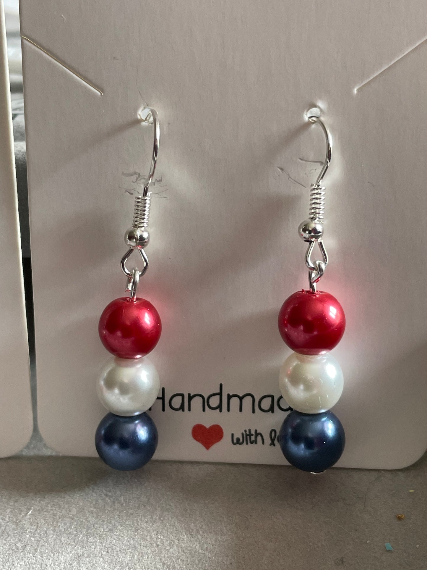 8mm Glass Imitation Pearl Earrings