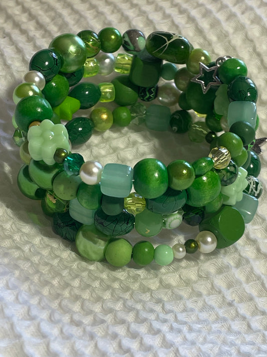 Green Memory Wire Bangles