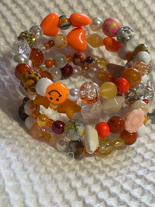 Orange Memory Wire Bangle