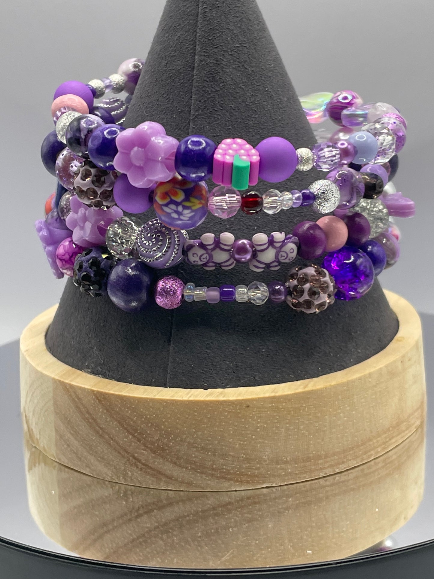 Purple Memory  Wire Bangles Betty Boo-tique