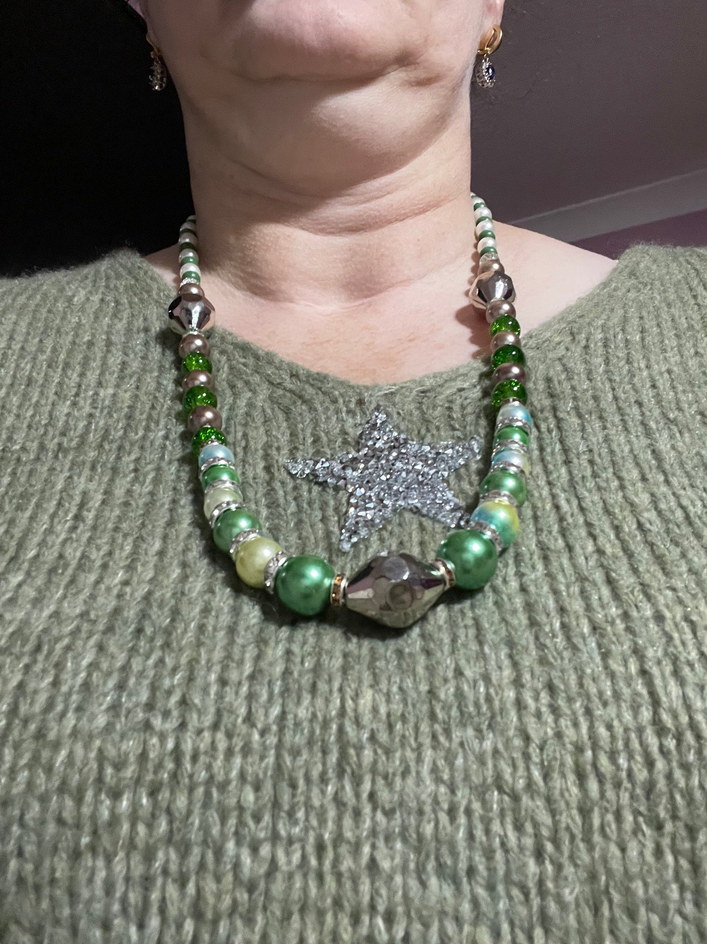 Lime and Chocolate Bead Necklace