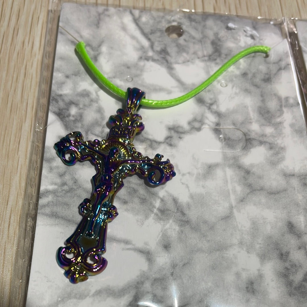 Rainbow Coloured Steel Cross