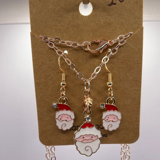 Rhinestone Santa Jewellery Set