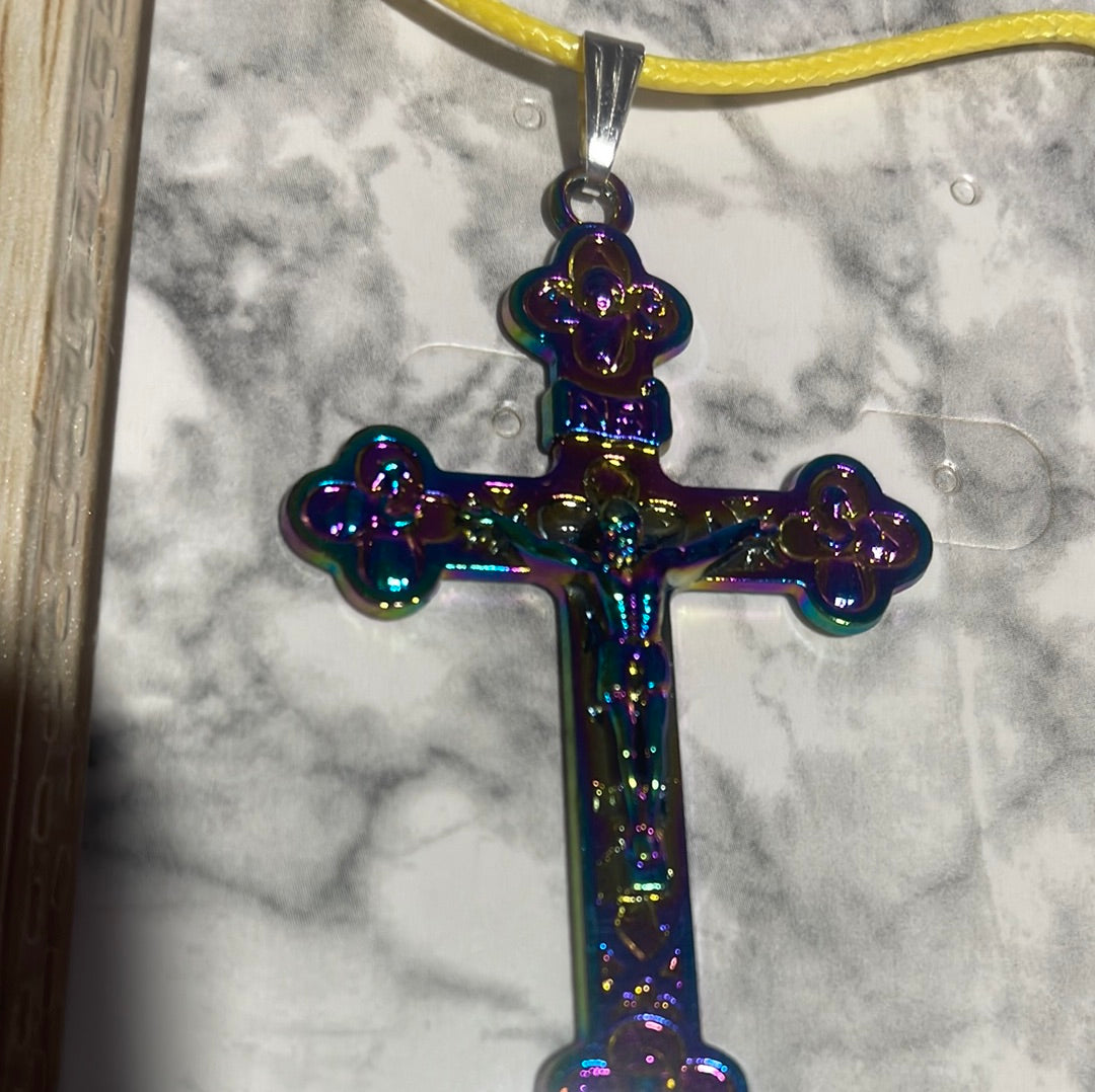 Rainbow Coloured Steel Cross