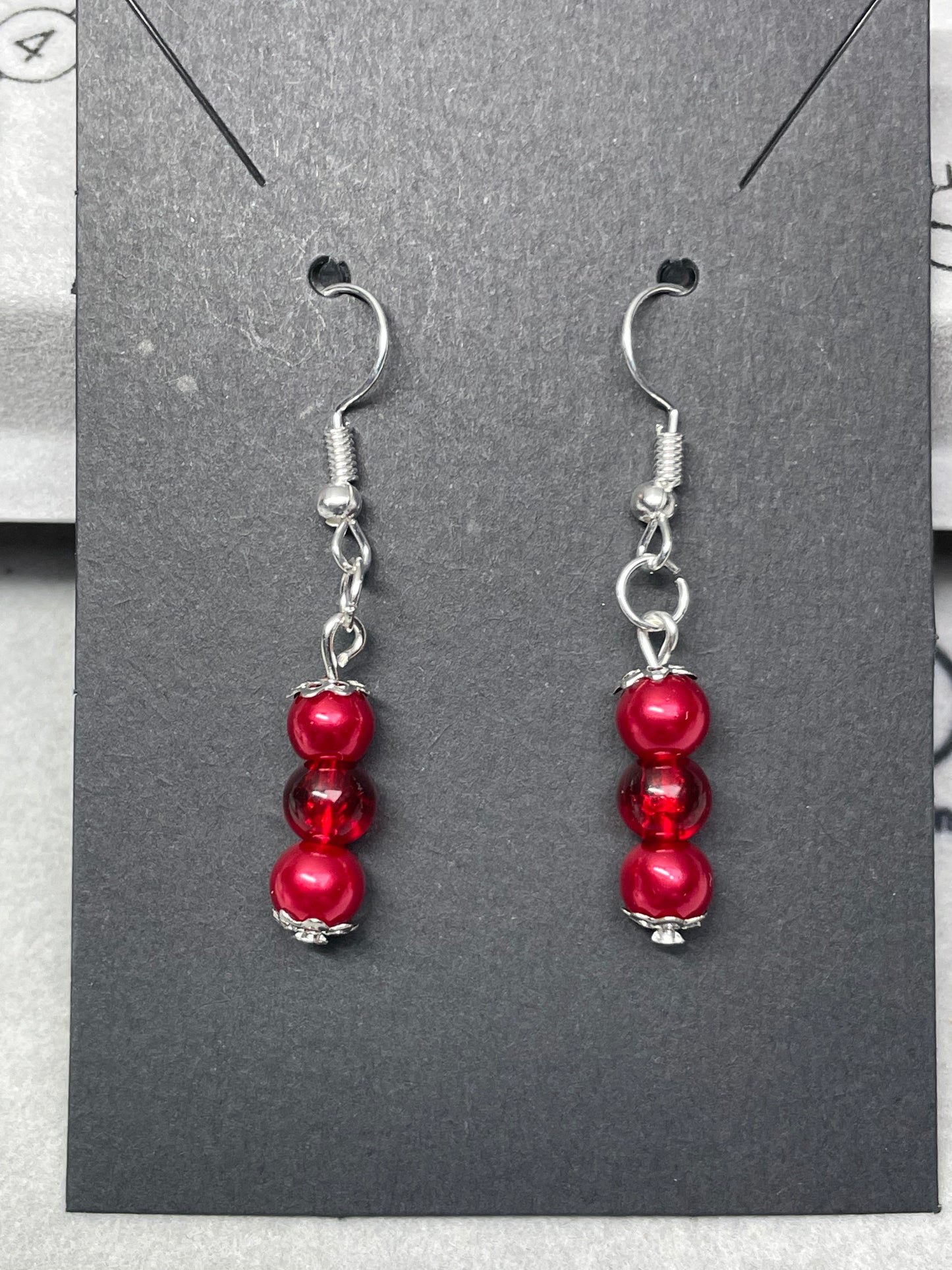 Glass and Imitation Pearl Silver Plated Earrings