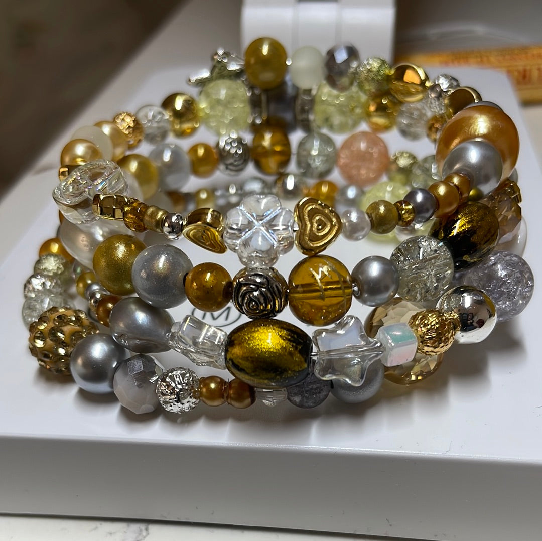 Silver & Gold Coloured Memory Wire Bracelets