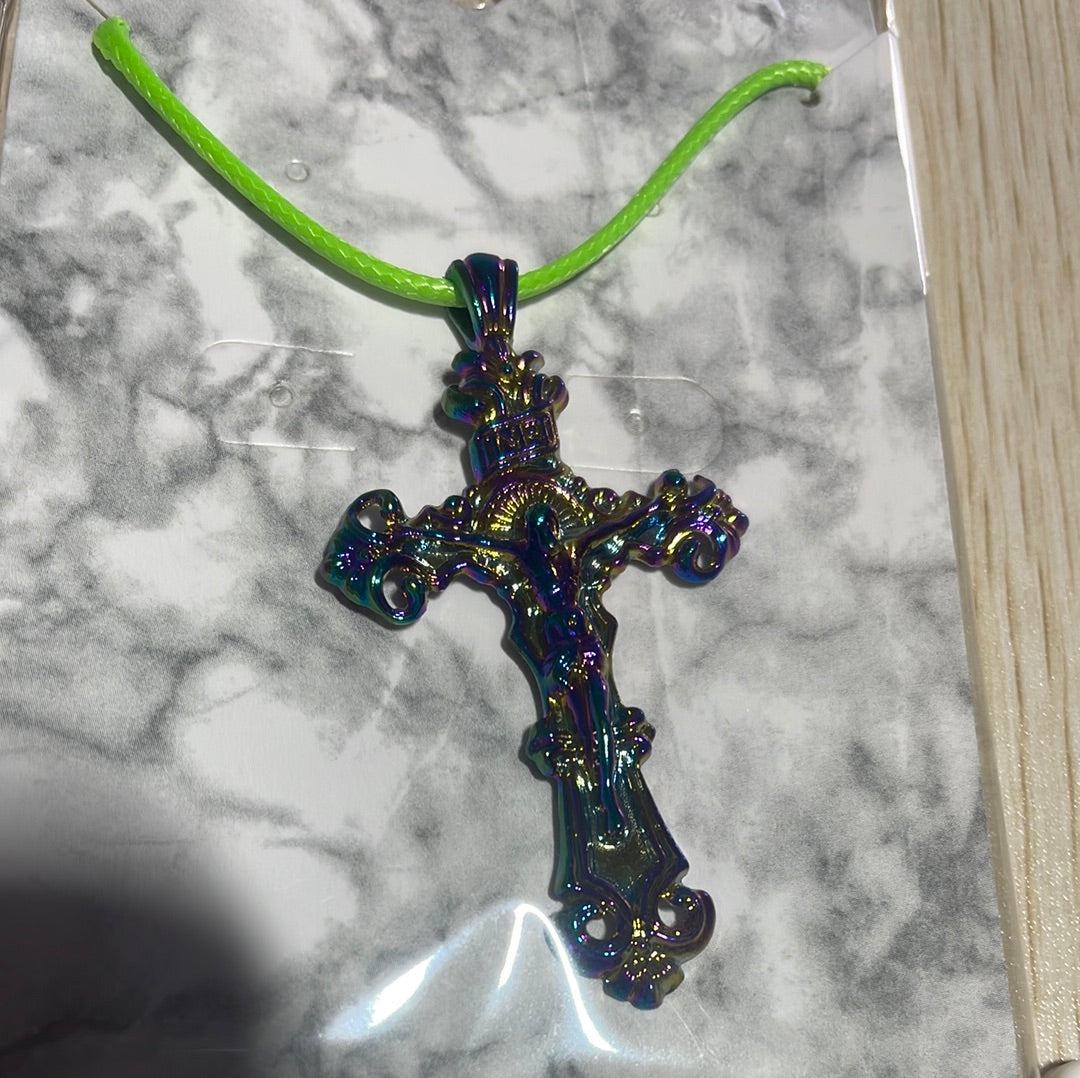 Rainbow Coloured Steel Cross