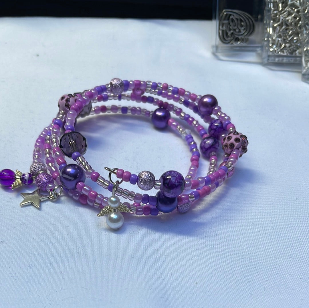 Purple & Pearls Memory Wire