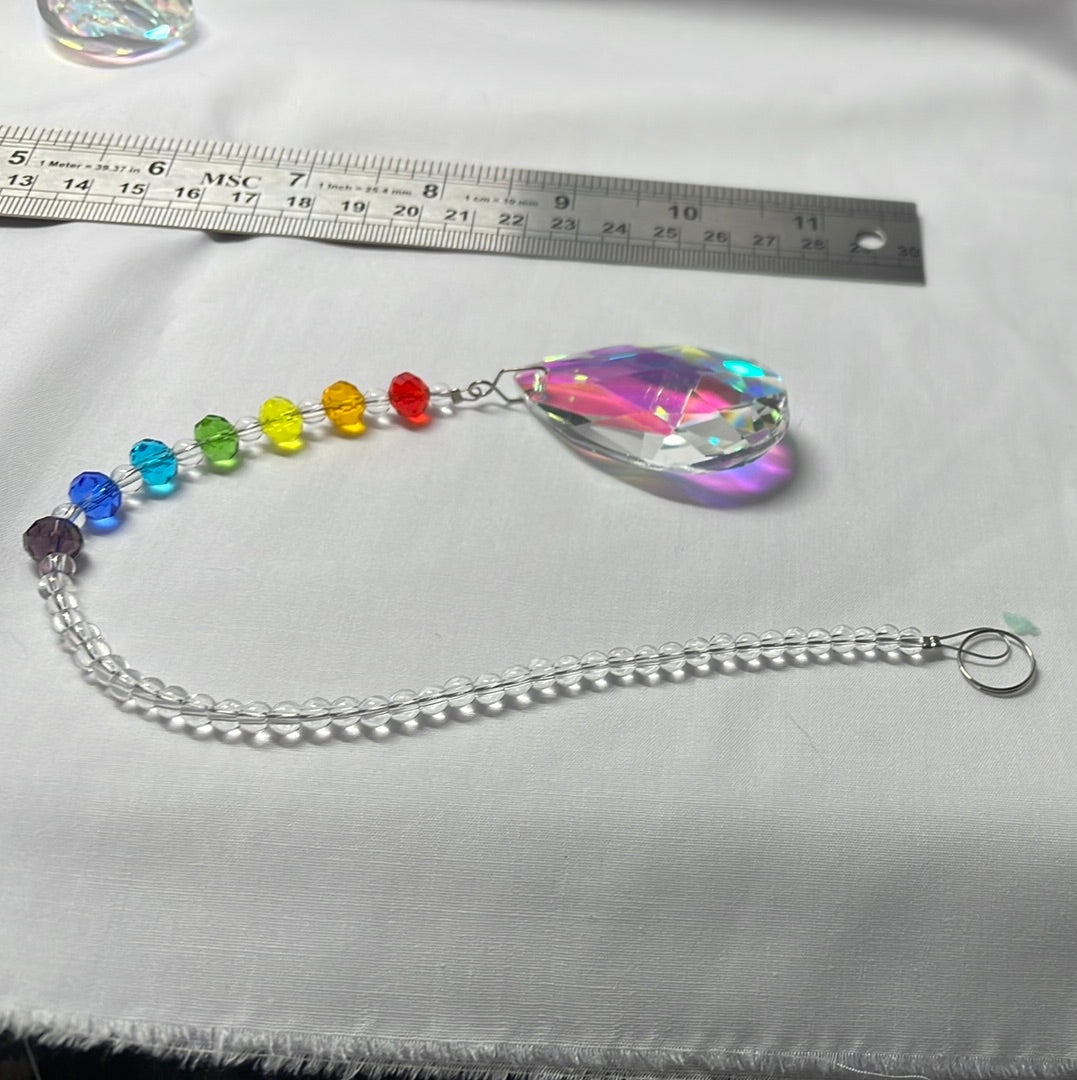 Short Crystal Teardrop with Rainbows