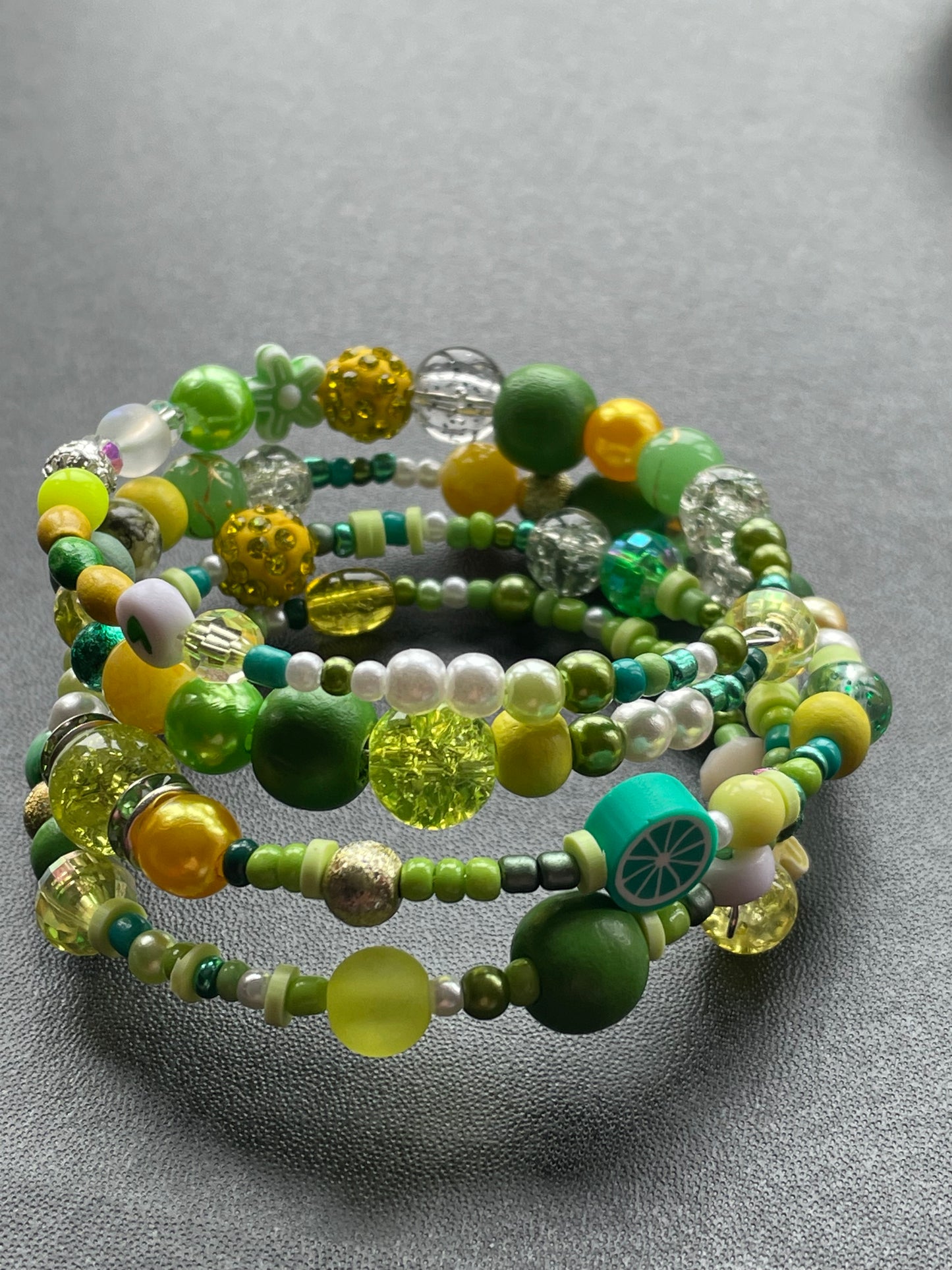 Lemon & Lime Memory Wire Bracelets