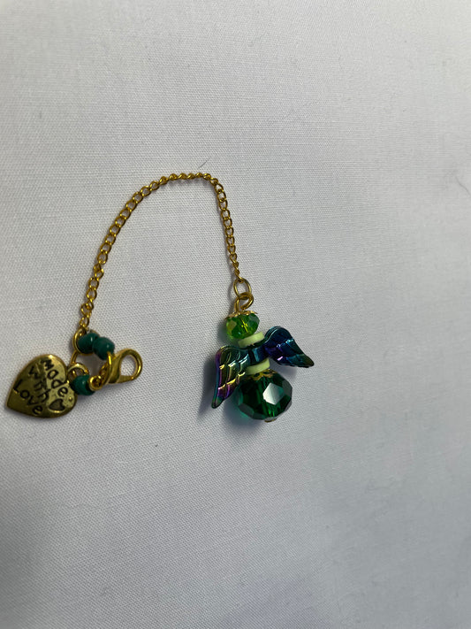 Green Crystal Angel Charm