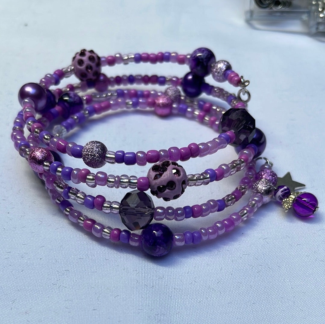 Purple & Pearls Memory Wire