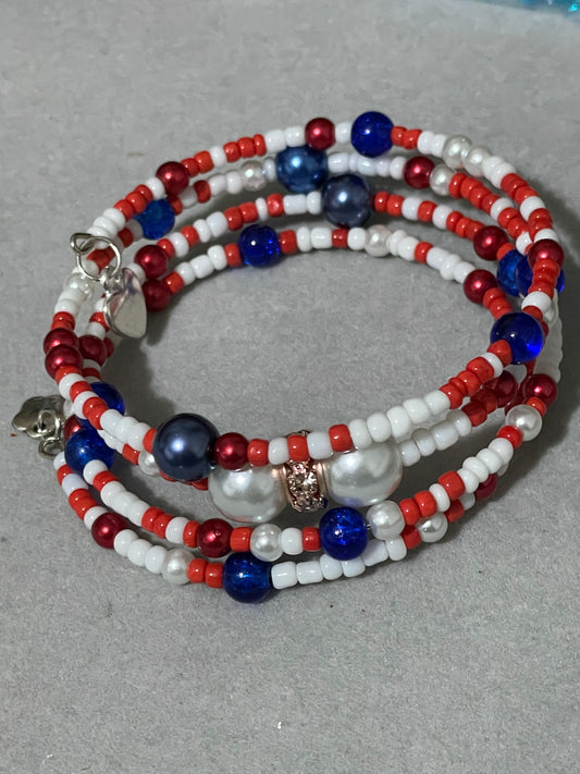 Red, white and blue Memory Wire Bangle