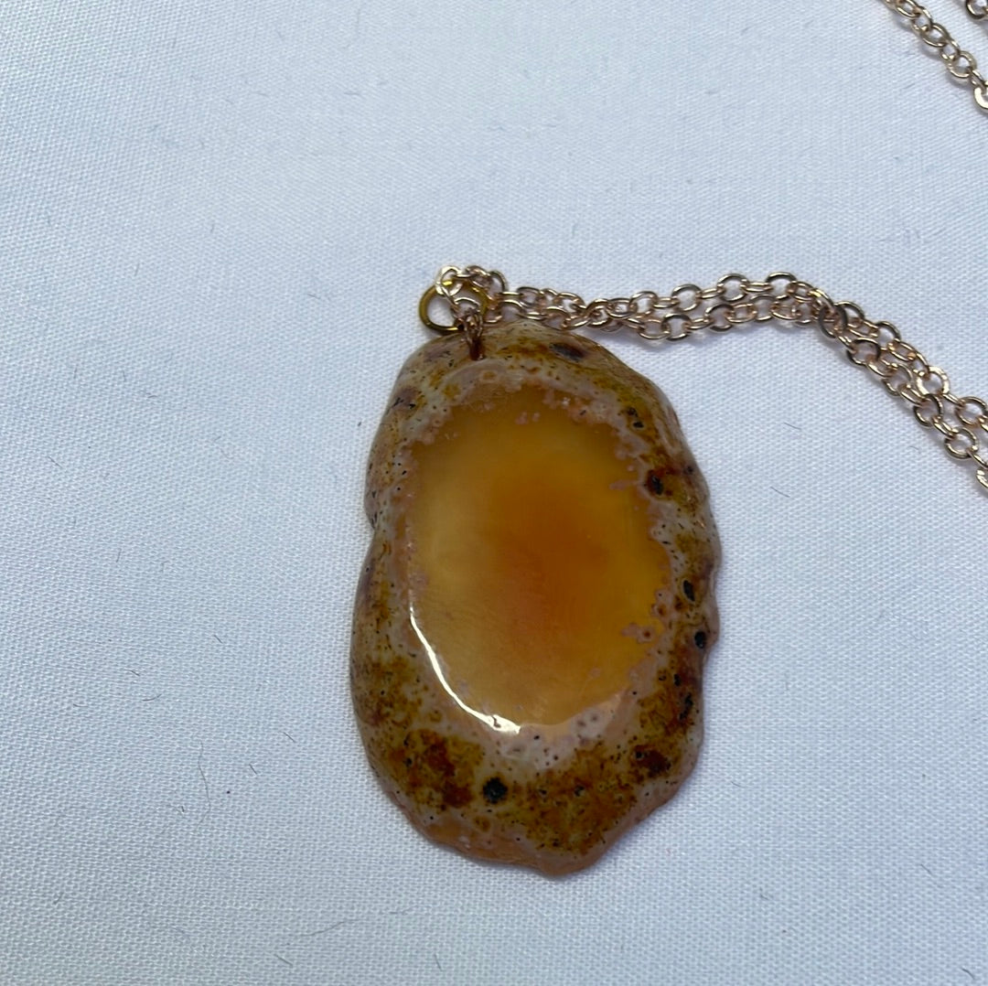 Orange Agate Slice Rose Gold Magnetic