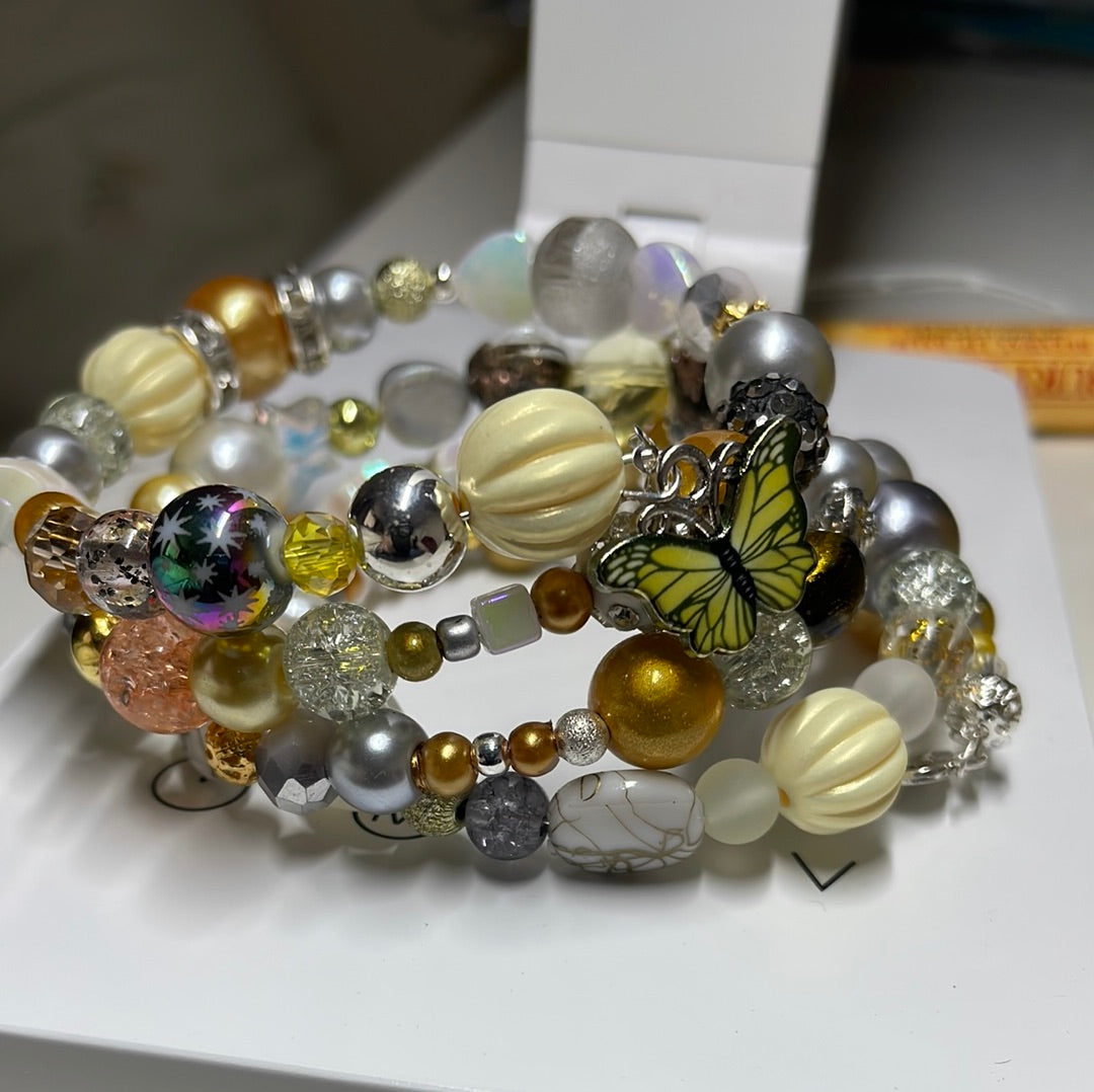 Silver & Gold Coloured Memory Wire Bracelets