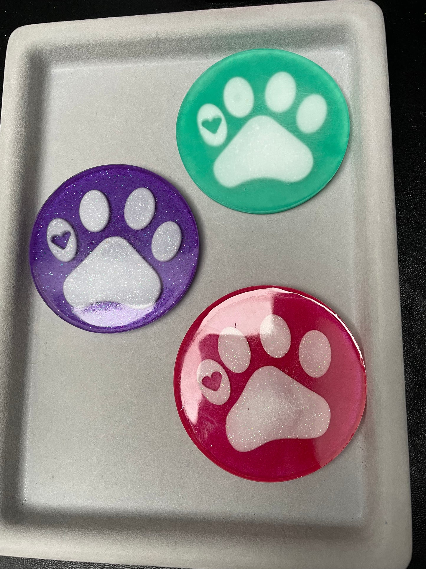 Individual Acrylic Paw Print Coasters