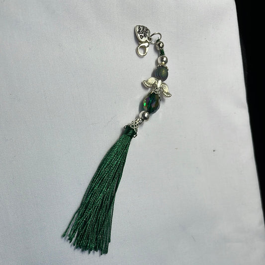 Emerald Green Angel Tassel Charm