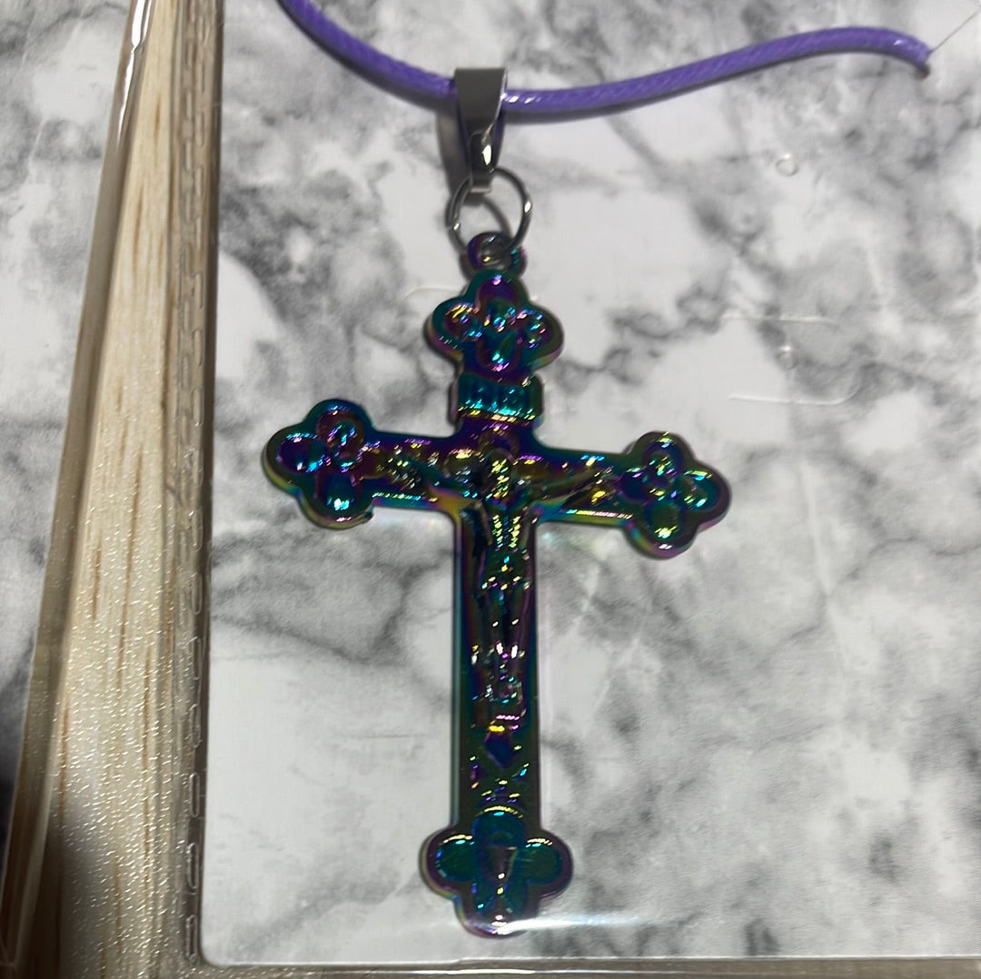 Rainbow Coloured Steel Cross