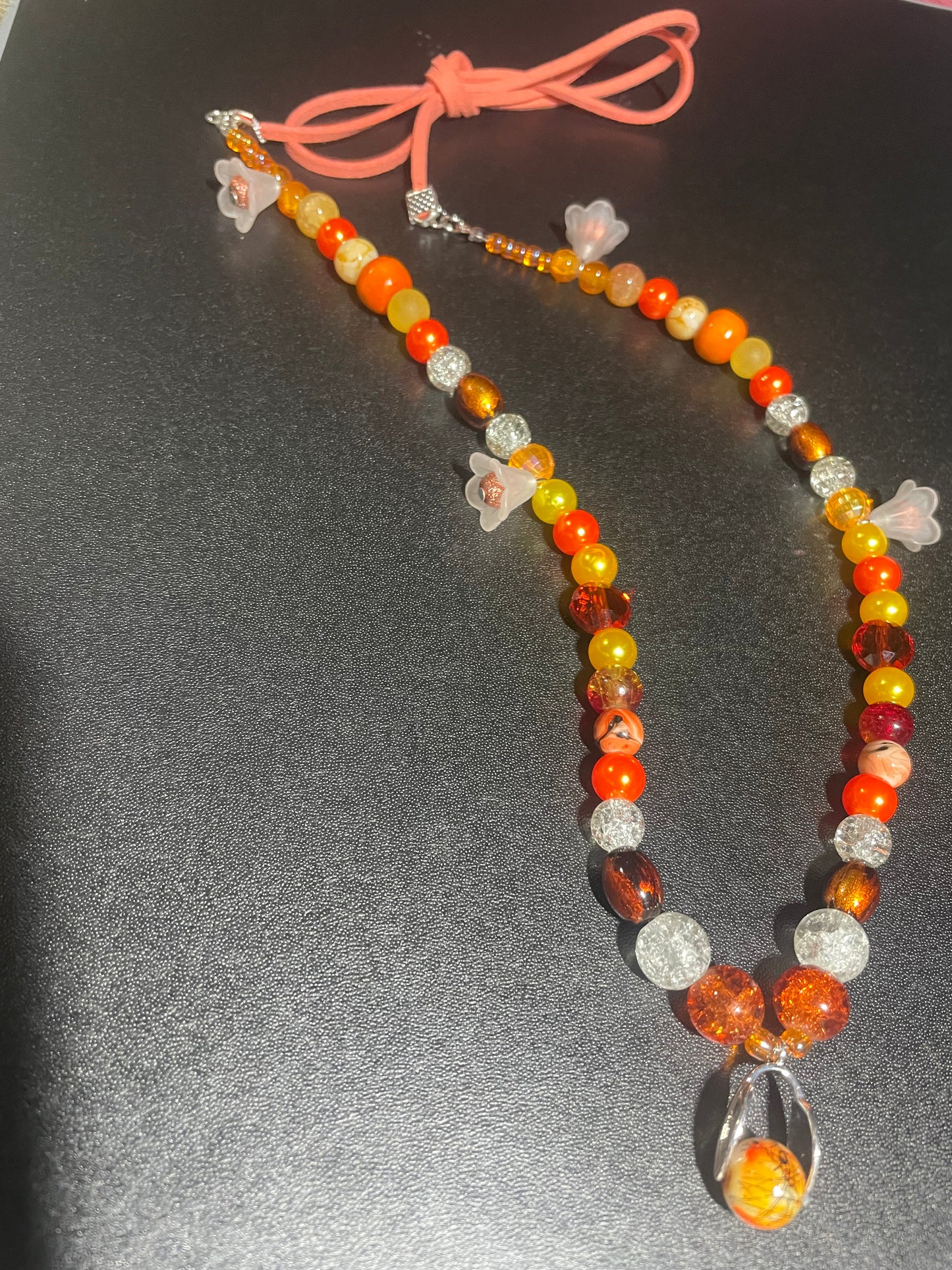 Long Bright Orange Necklace