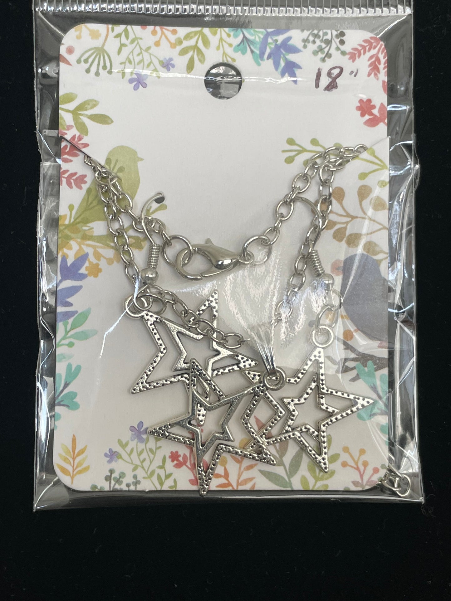 Antique Silver Star Jewellery Set - 18"