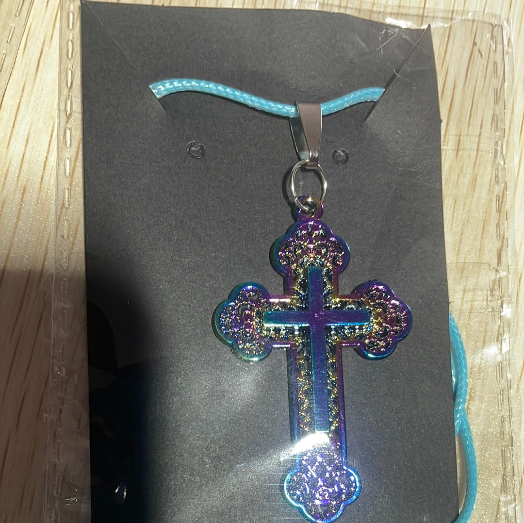 Rainbow Coloured Steel Cross