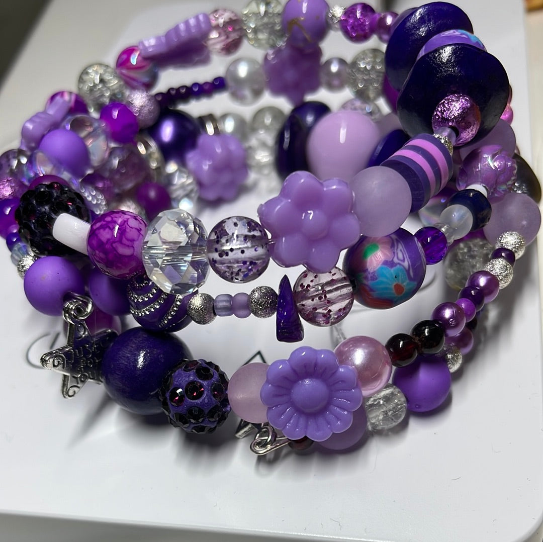 Purple Memory  Wire Bangles Betty Boo-tique